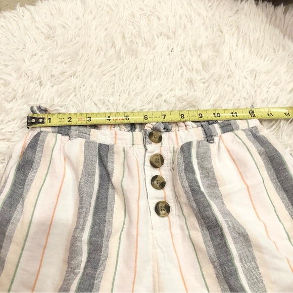 American Eagle Linen Striped Button Paper bag Shorts multicolor size small - Picture 5 of 7
